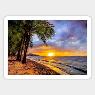 Hawaiian Beach at Sunset Sticker